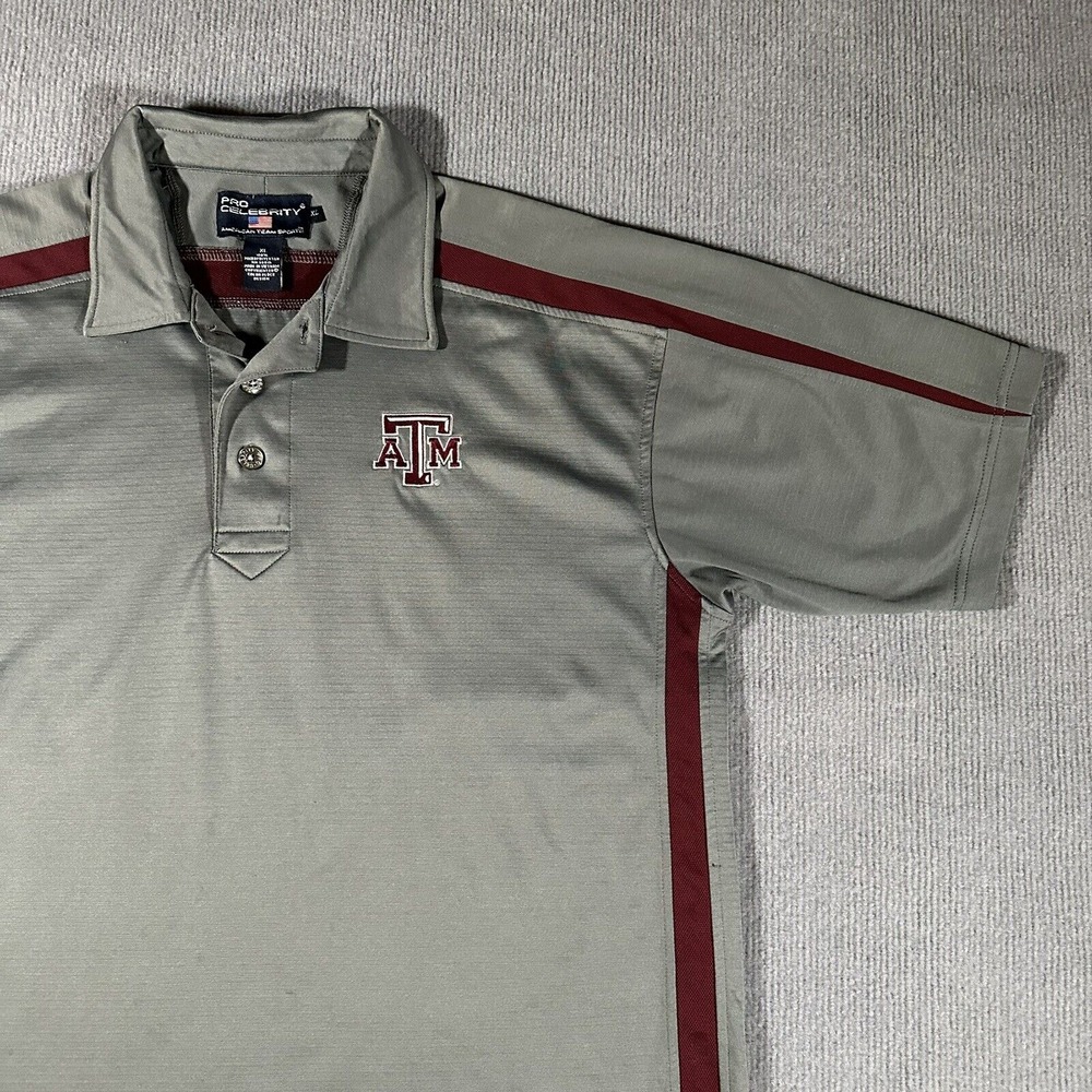 Texas A&M Aggies Mens‎ Polo Maroon Gray XL Pro Celebrity Gigem *